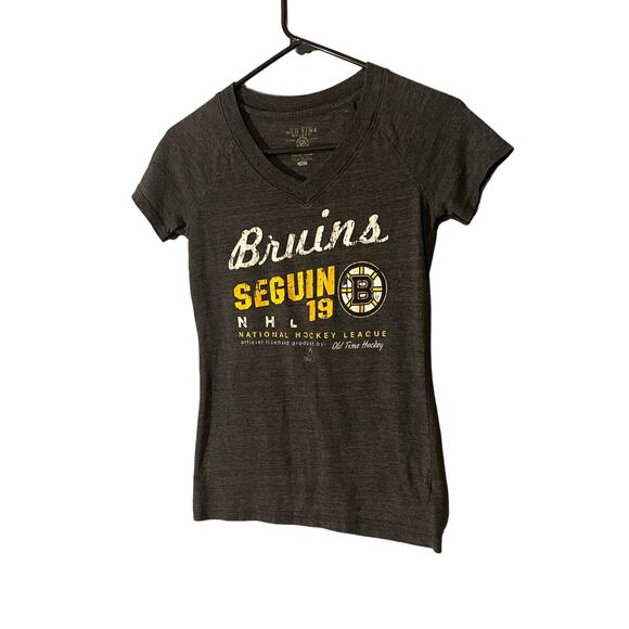 Old Time Gray Short Sleeve Casual V-Neck Boston Bruins Hockey T-Shirt Women Sz S - Picture 3 of 6